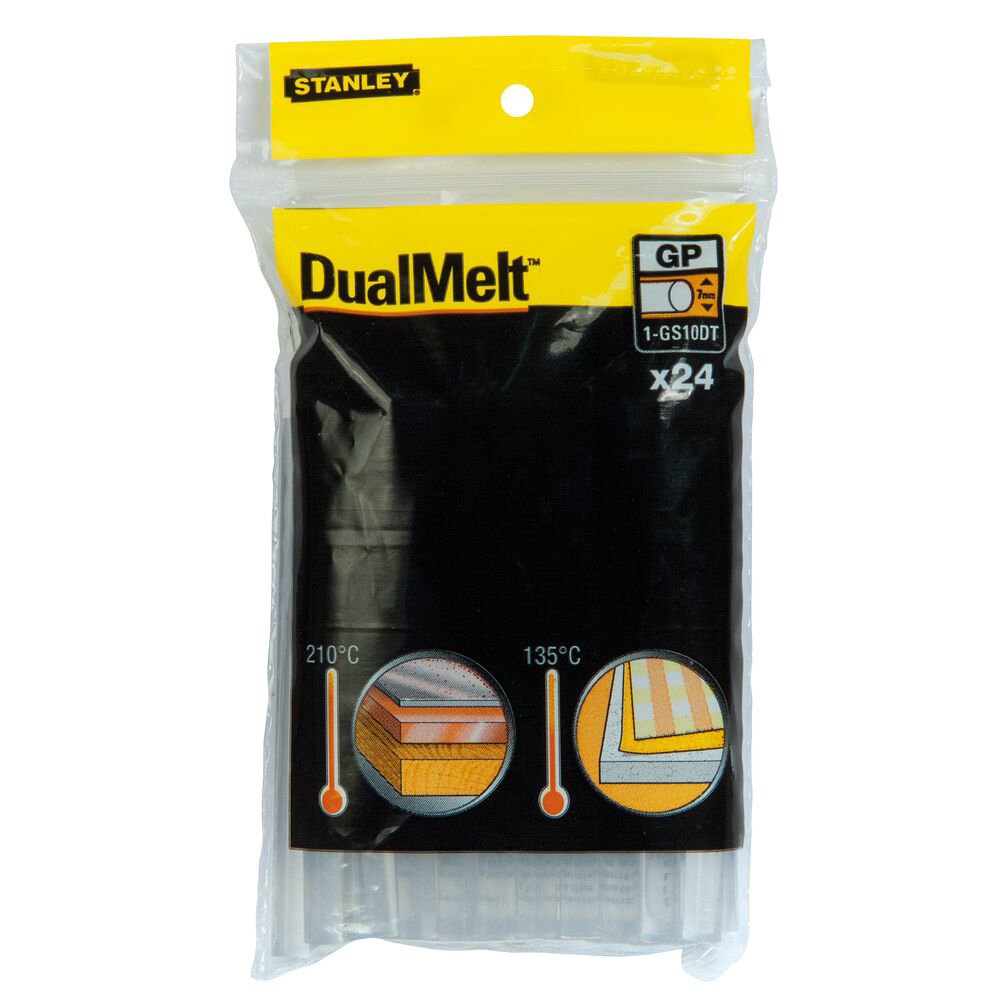 Stanley 1-GS10DT, Set 24 batoane de lipici DualMelt, transparente, utilizare universala, 7mm