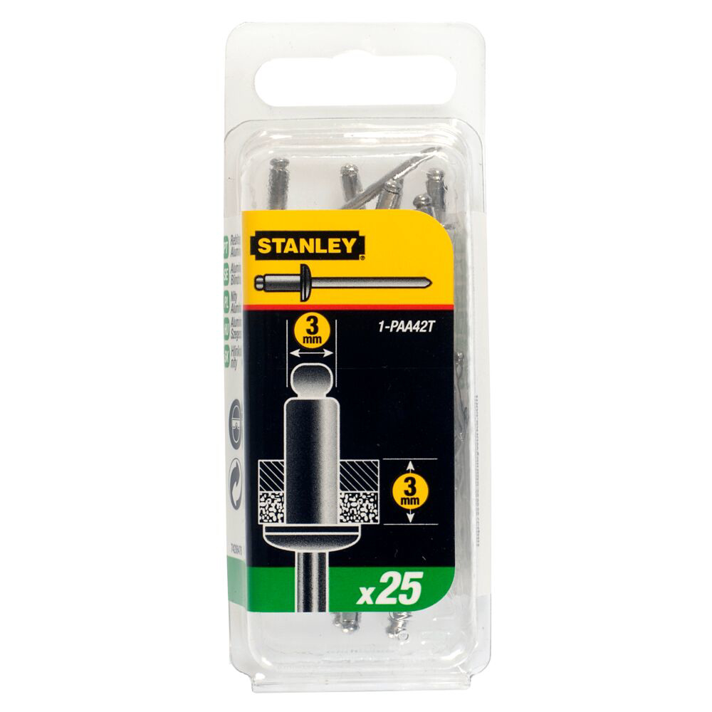 Stanley 1-PAA42T, Nituri din aluminiu, 3x12mm, 15 bucati
