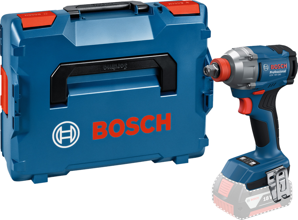 Bosch GDX 18V-285 Masina de gaurit cu percutie + 2 acumulatori 4.0Ah + incarcator GAL 18V-20 + L-BOXX