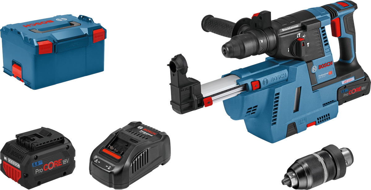 Bosch GBH 18V-26 F Ciocan rotopercutor SDS Plus 18V, 2.6J + 2xacumulator 5.5Ah + incarcator + L-BOXX