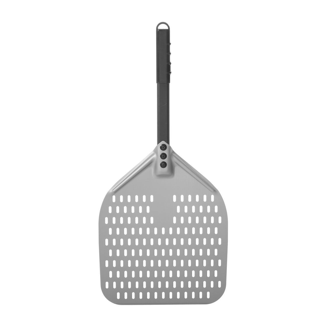 Lopata de pizza patrata perforata cu maner scurt negru Hendi, 355x710 mm