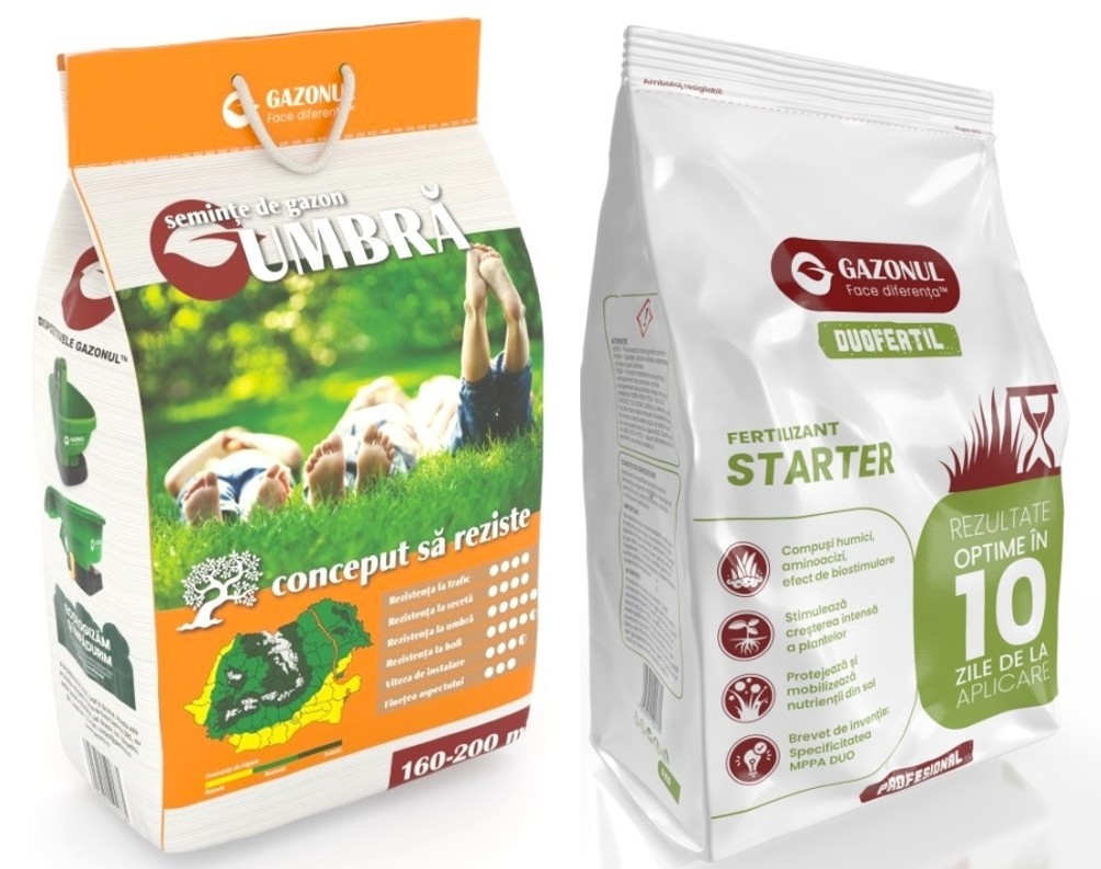Pachet Gazonul Umbra 120 mp: 4 kg Seminte + 6 kg Ingrasamant Starter