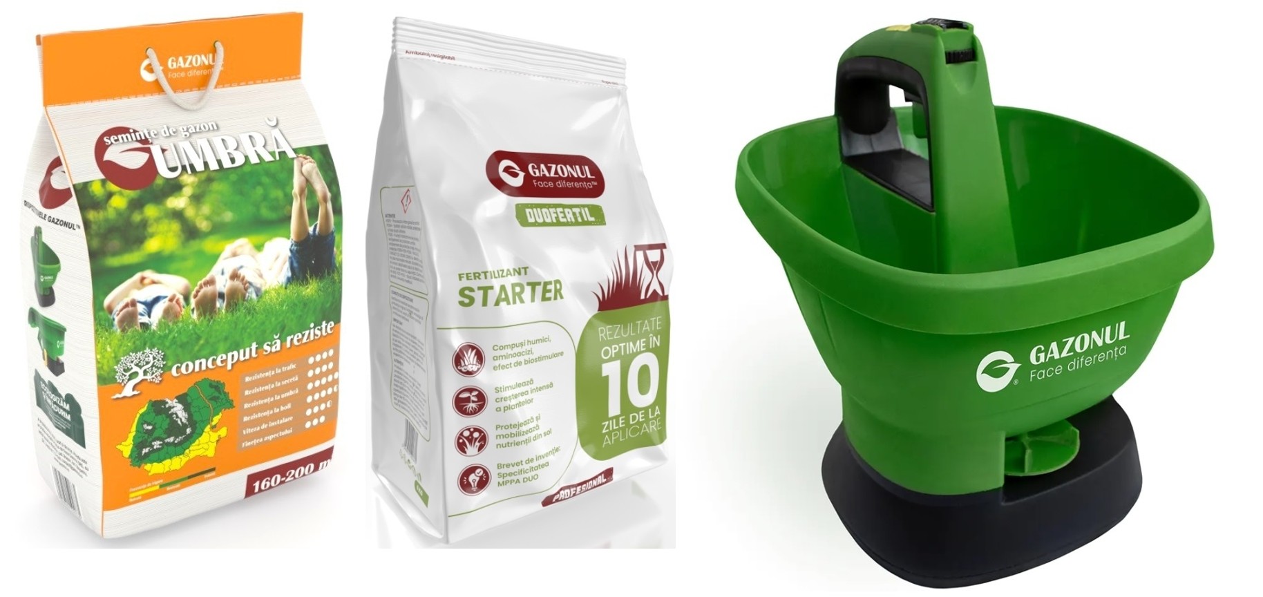 Kit Gazonul Umbra 120 mp: 4 kg Seminte + 6 kg Ingrasamant Starter + Easy-Drop