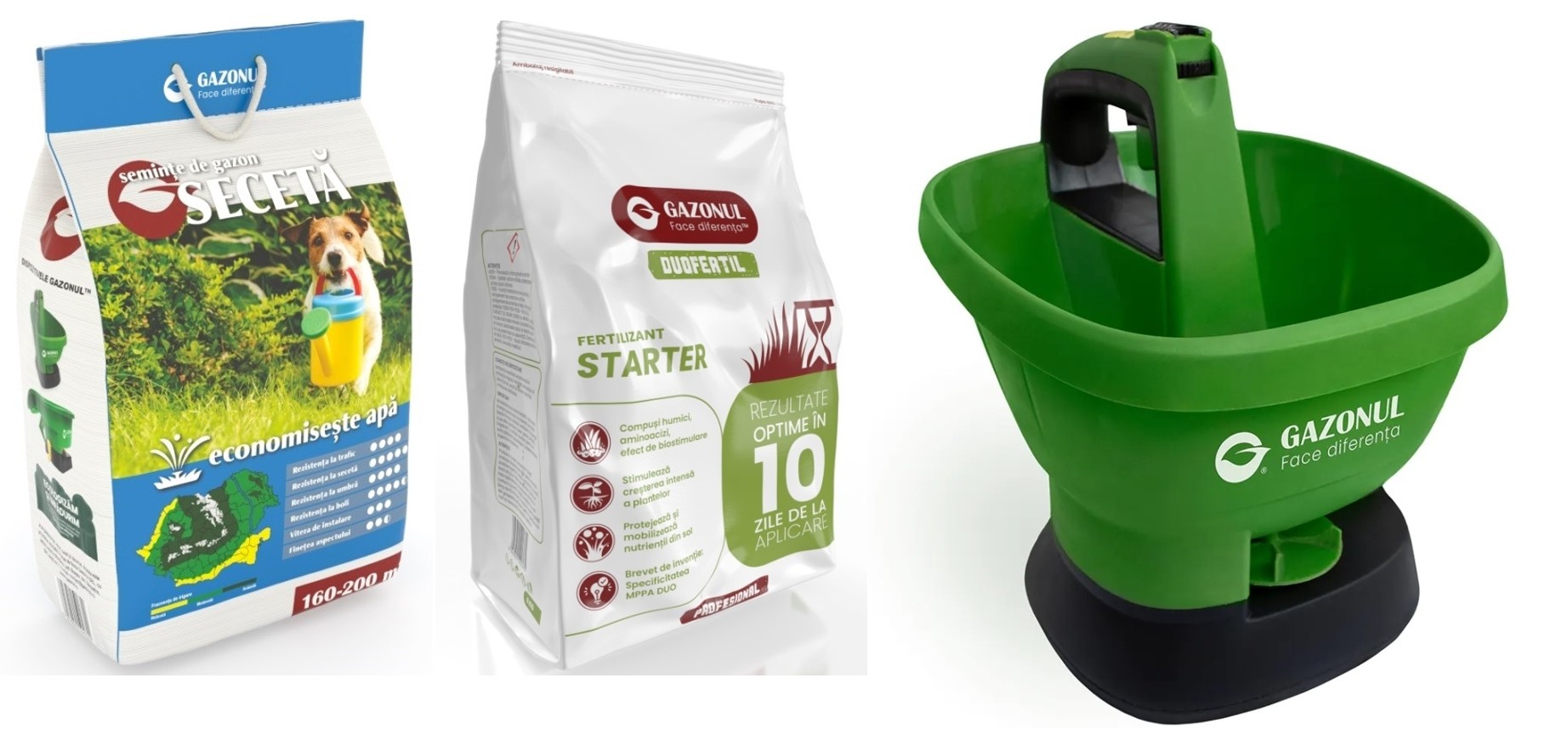 Kit Gazonul Seceta 120 mp: Seminte 4 kg + Ingrasamant Starter 6 kg + Easy-Drop