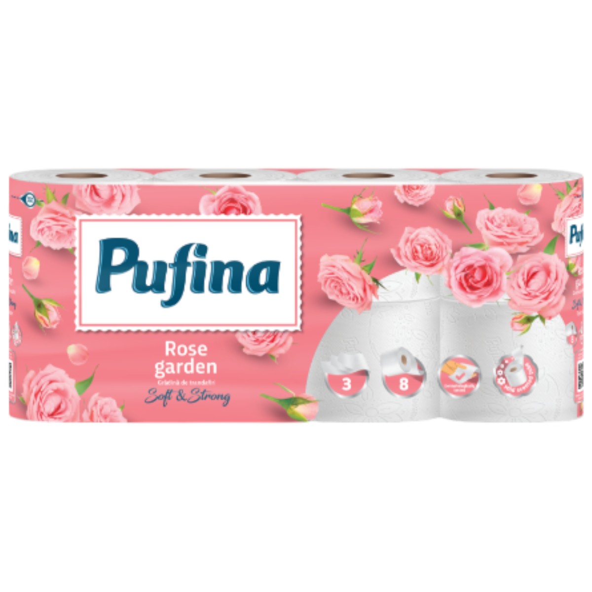 PUFINA LUX HARTIE IGIENICA TRANDAFIR 3STR 8ROLE