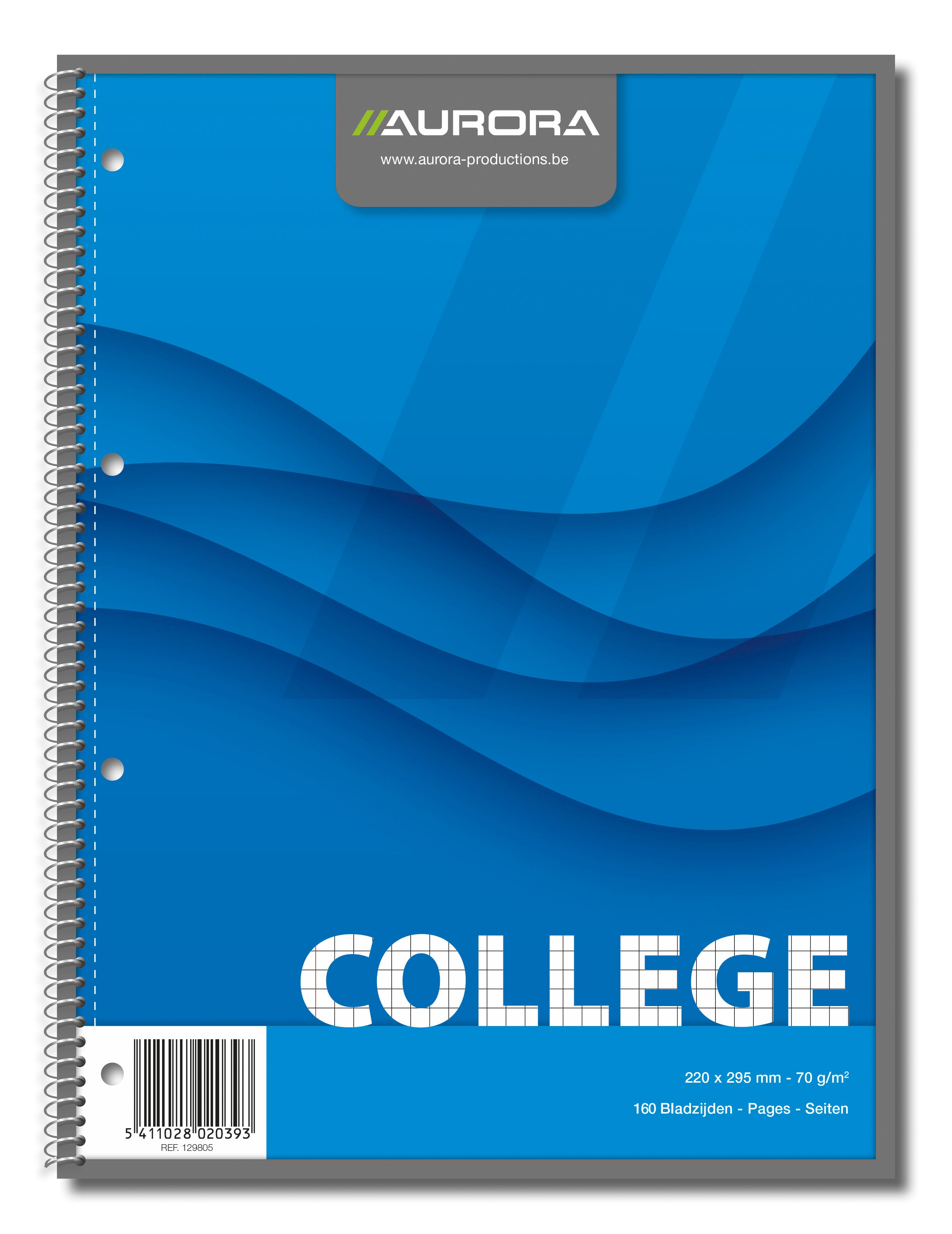 Caiet cu spirala, A4, 80 file - 70gsm, 4 perf., coperti carton, AURORA College - matematica