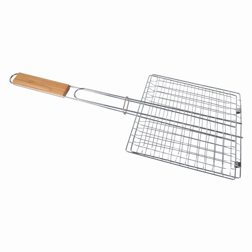 Suport carne pentru gratar KLUGMEISTER KY049, din otel, cu maner de lemn