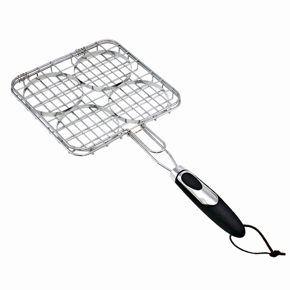 Suport carne hamburger pentru gratar KLUGMEISTER KY5223H, otel inoxidabil, maner termoizolant