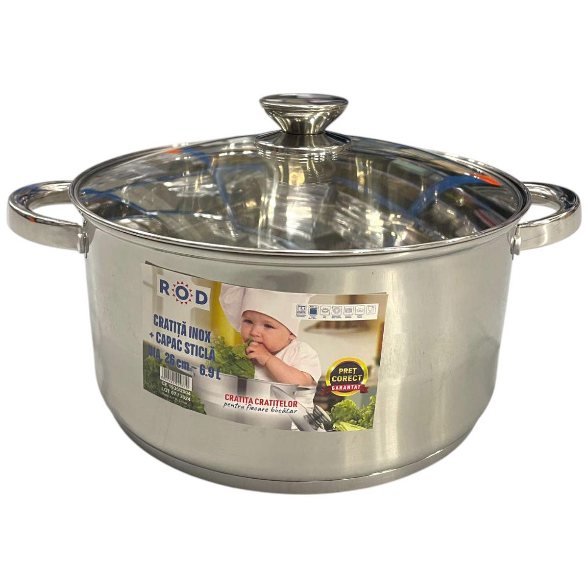 ROD CRATITA INOX 6.9L CU CAPAC STICLA