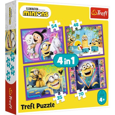 Puzzle 4 in 1 - In lumea Minionilor, 35/48/54/70 piese