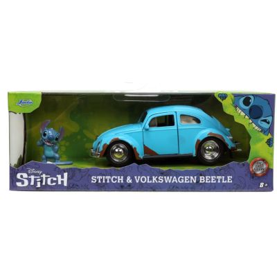 Set masinuta metalica Volkswagen bettle scara 1 32 si figurina metalica stitch jada