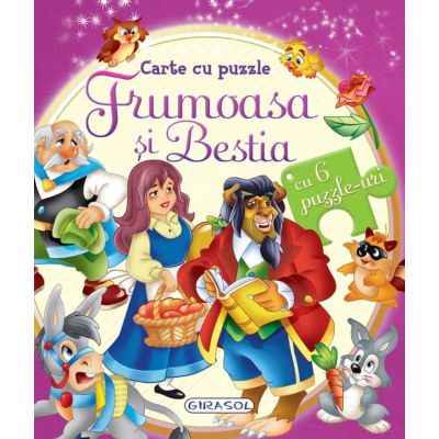 Carte cu puzzle Frumoasa si bestia cu 6 puzzle-uri