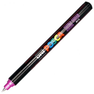 Marker UNI PC-1MR 0. 7 mm varf metalic fin roz metalizat Posca