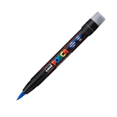 Marker pensula UNI Brush PCF-350 K albastru Posca M420