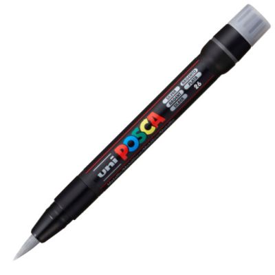 Marker pensula UNI Brush PCF-350 K argintiu Posca