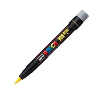 Marker pensula UNI Brush PCF-350 K galben Posca M424