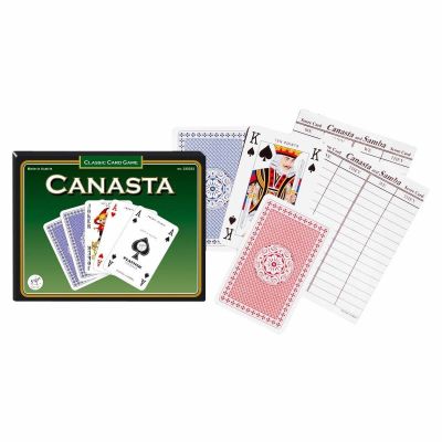 Set 2 pachete carti de joc Canasta cu value points in cutie verde