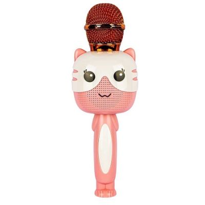 Microfon karaoke pisica bluetooth roz
