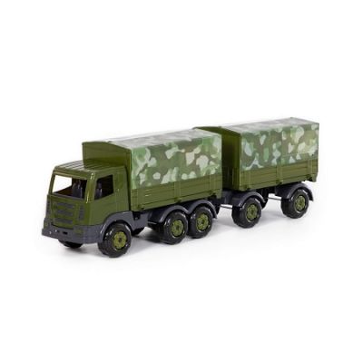 Camion Militar cu Prelata si Remorca SuperTruck 71x16x22 cm