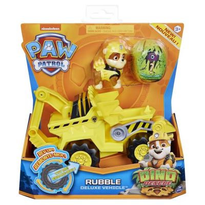 Set vehicul cu catelus Rubble si figurina Dino surpriza Patrula Catelusilor