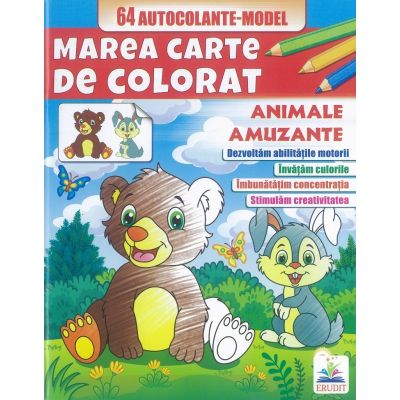 Animale amuzante - Marea carte de colorat 64 autocolante model