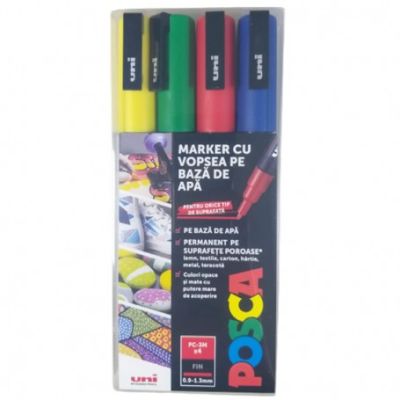 Marker UNI PC-3M 0. 9-1. 3 mm set 4 culori Posca M1505