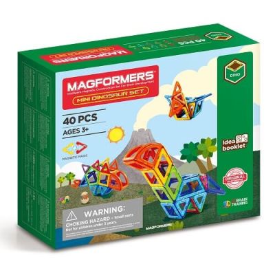 Joc magnetic de constructie Mini Dinosaur Set Dinozauri 40 piese Magformers