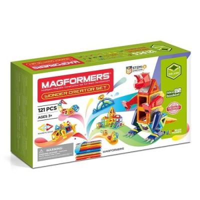 Joc magnetic de constructie Wonder Creator Set Dinozauri si Creaturi Minunate 121 piese Magformers