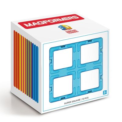 Joc magnetic de constructie Super Square Set 12 piese in forma de patrat Magformers