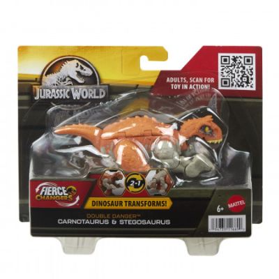 Dinozaur transformabil Carnotaurus si Stegosaurus Jurassic World Fierce changers Double Danger