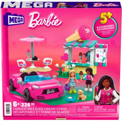 Set de joaca masina decapotabila si stand de inghetata Barbie Mega Bloks