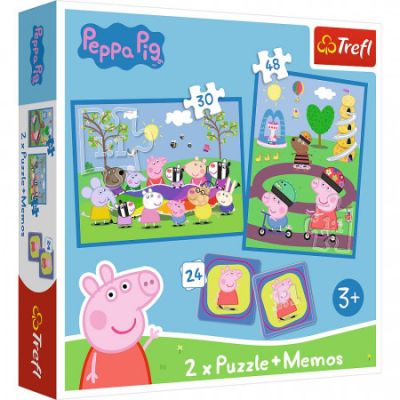 Puzzle 2-in-1 Memo Peppa Pig Momentele fericite Trefl