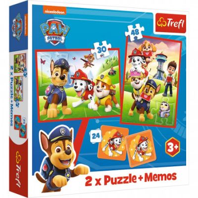 Puzzle 2-in-1 Memo Patrula Catelusilor Echipa in actiune Trefl