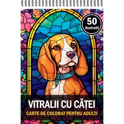 Carte de colorat 50 de ilustratii Vitralii cu Catei