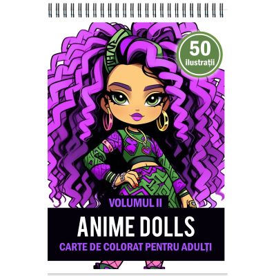 Carte de colorat pentru adulti 50 de ilustratii Anime Dolls Volumul 2