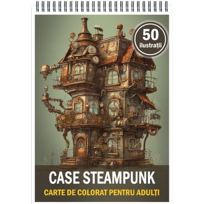 Carte de colorat 50 de ilustratii Case Steampunk