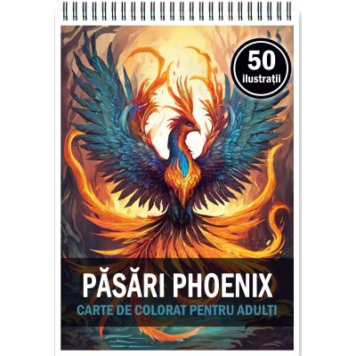 Carte de colorat 50 de ilustratii Pasari Phoenix