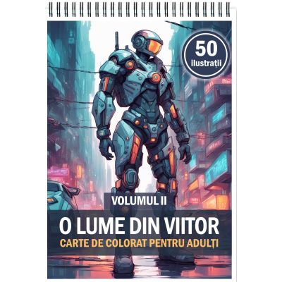 Carte de colorat cu 50 de ilustratii O lume din viitor Volumul 2