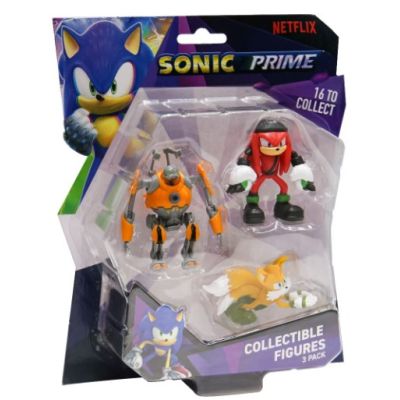 Set 3 figurine 6cm Sonic Prime Eggforcer Knuckles Ny Tails