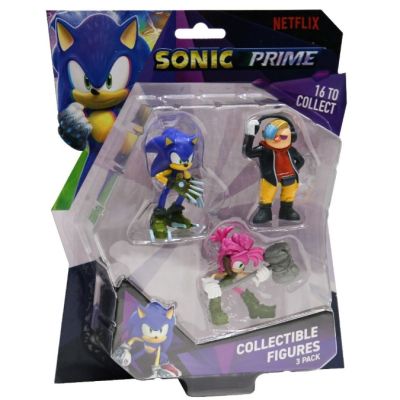 Set 3 figurine 6cm Sonic Prime Sonic Dr. Dont Amy