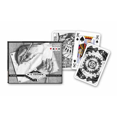Set 2 pachete carti de joc Escher-Left and Right in cutie de lux Piatnik
