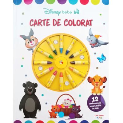 Disney Bebe. Carte de colorat. 12 creioane mici pentru maini de pitici