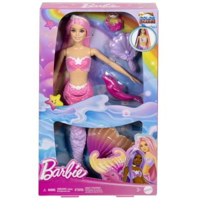 Papusa sirena cu par roz Barbie Color Change