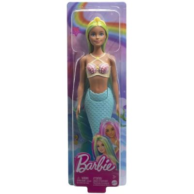 Papusa sirena cu corset galben si coada albastra Barbie Dreamtopia