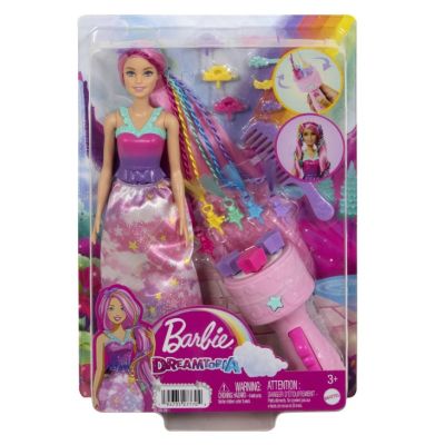 Papusa cu aparat de coafat Dreamtopia Barbie