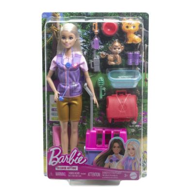 Set papusa cu doua animalute din jungla you can be Barbie