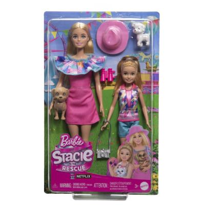 Set papusa barbie si papusa Stacie iubitoare de catei Barbie