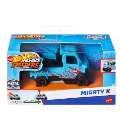 Masinuta metalica cu sistem pull back Mighty K scara 1:43 Hot Wheels