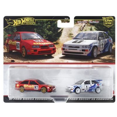 Set 2 masinute metalice Ford Sierra Cosworth si Ford Escort RS Cosworth scara 1 64 Hot Wheels Premium