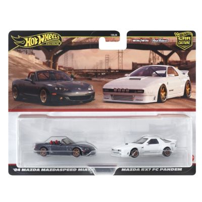 Set 2 masinute metalice Mazdaspeed Miata si Mazda RX7 FC Pandem scara 1 64 Hot Wheels